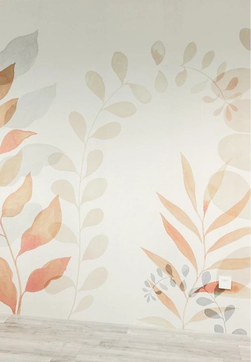 Left side of warm floral wallpaper